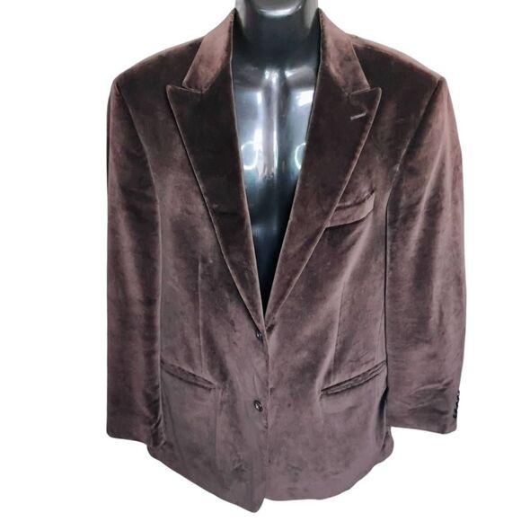 Vintage Perry Ellis Soft Velvet Men's Sport Coat in Chocolate Brown - Picture 7 of 10